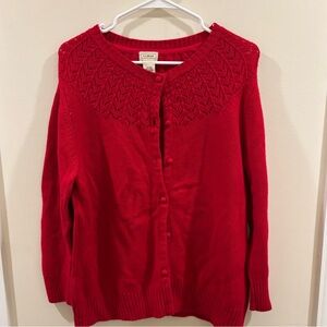 L.L Bean Vintage Red Cashmere Wool Blended‎ Full Length Cardigan Women’s Sz XL